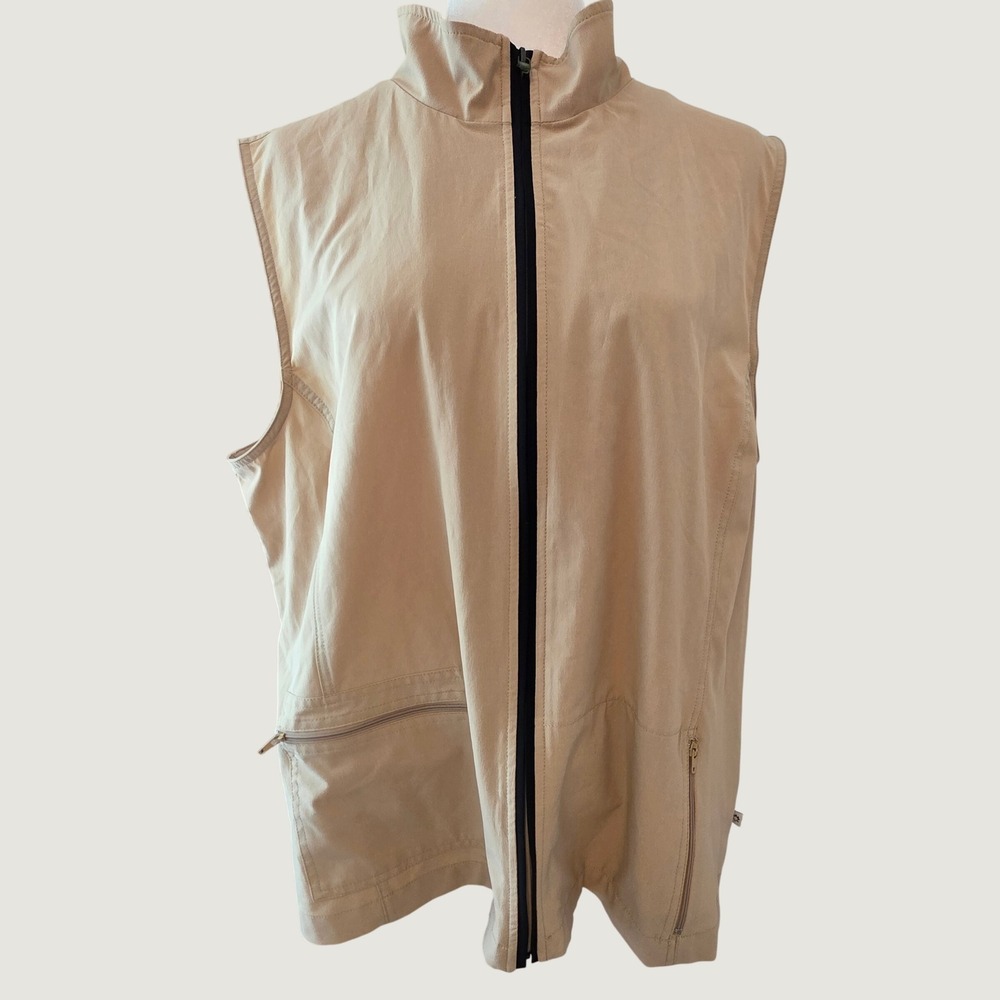 Zenergy by Chicos Vest Tan Lightweight Gorpcore Utility Athleisure Women's XL